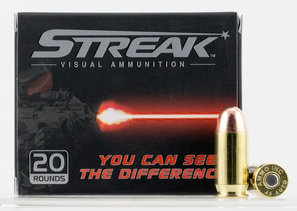 Image of Ammo Inc 45230TMCSTRK Streak Red 45 Automatic Colt Pistol (ACP) 230 GR Total Metal Jacket 20 Bx/ 10 Cs