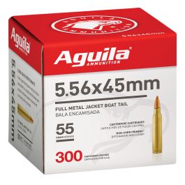 Image of Aguila Centerfire 5.56x45mm 55 grain Full Metal Jacket Boat Tail Rifle Ammo, 300/Box - 1E556126