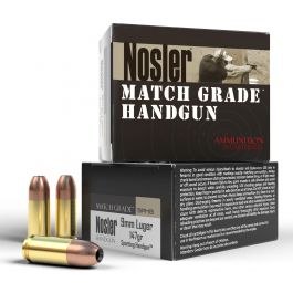 Image of Nosler Match Grade 9mm Luger 147 grain Jacketed Hollow Point Handgun Ammo, 20/Box - 51290