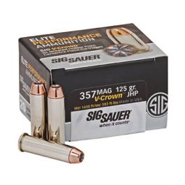 Image of Sig Sauer .357 Magnum 125gr JHP V-Crown Elite Performance Ammunition, 20 Round Box - E357M1-20