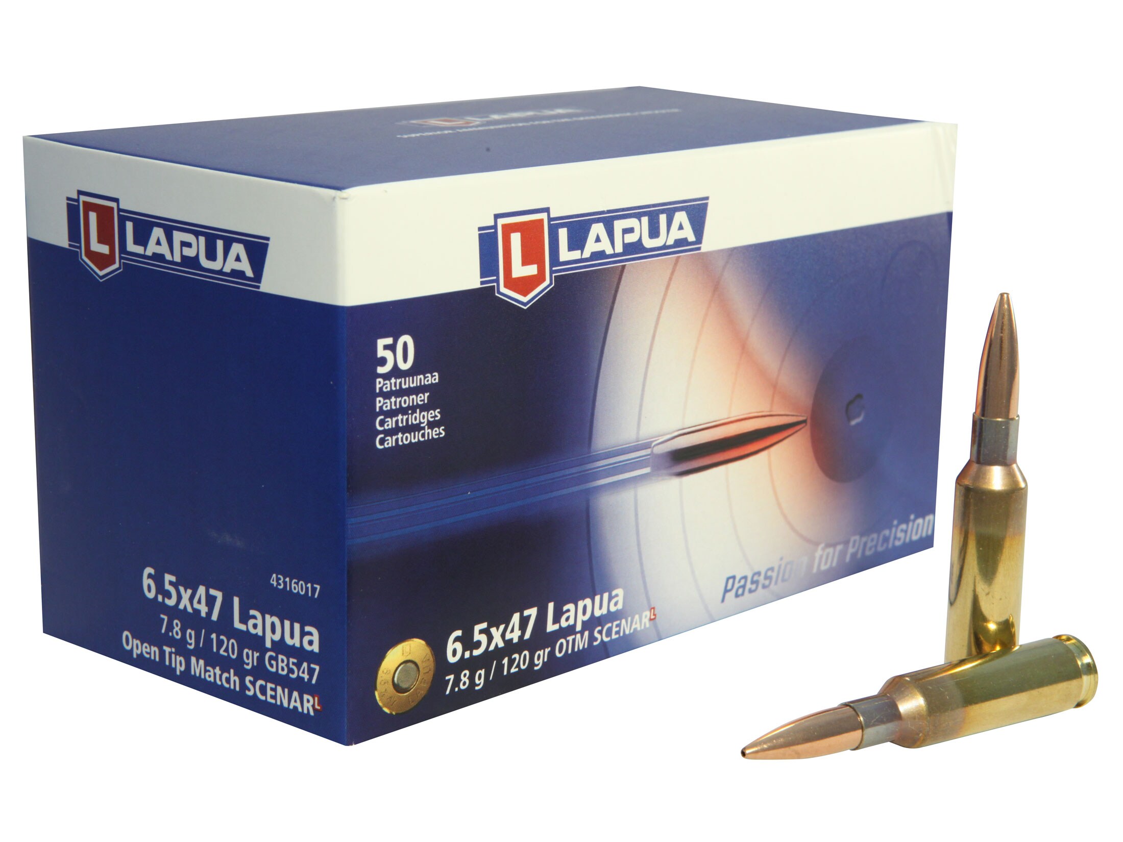 Image of Lapua Scenar-L Ammunition 6.5x47 Lapua 120 Grain Hollow Point Boat Tail Box of 50