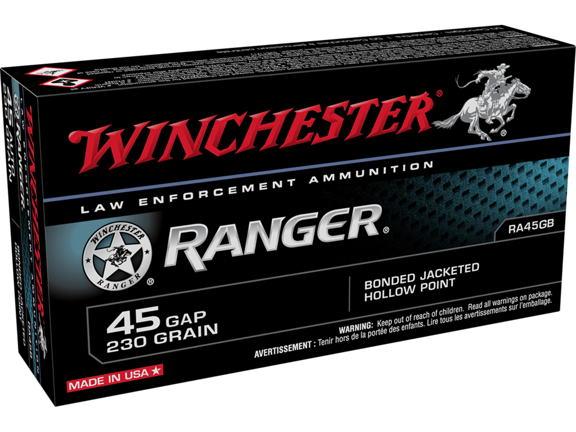 Image of Winchester Ranger Ammunition 45 GAP 230 Grain Bonded Hollow Point Box of 50