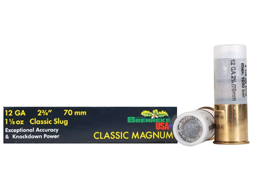 Image of Brenneke USA Classic Magnum Ammunition 12 Gauge 2-3/4" 1-1/8 oz Lead Slug Box of 5