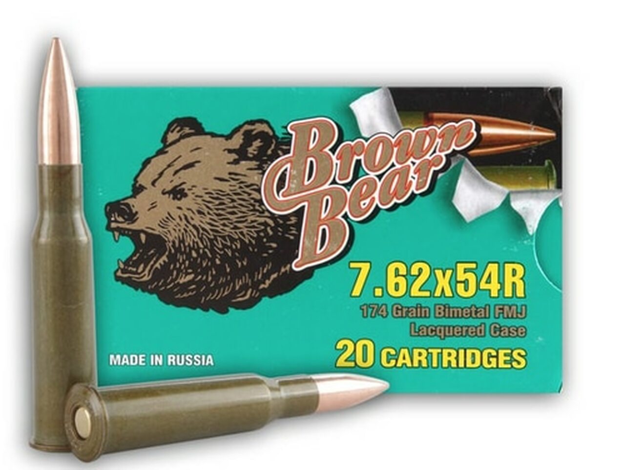 Image of Brown Bear 7.62x54R, 174 Gr, FMJ, 20rd Box