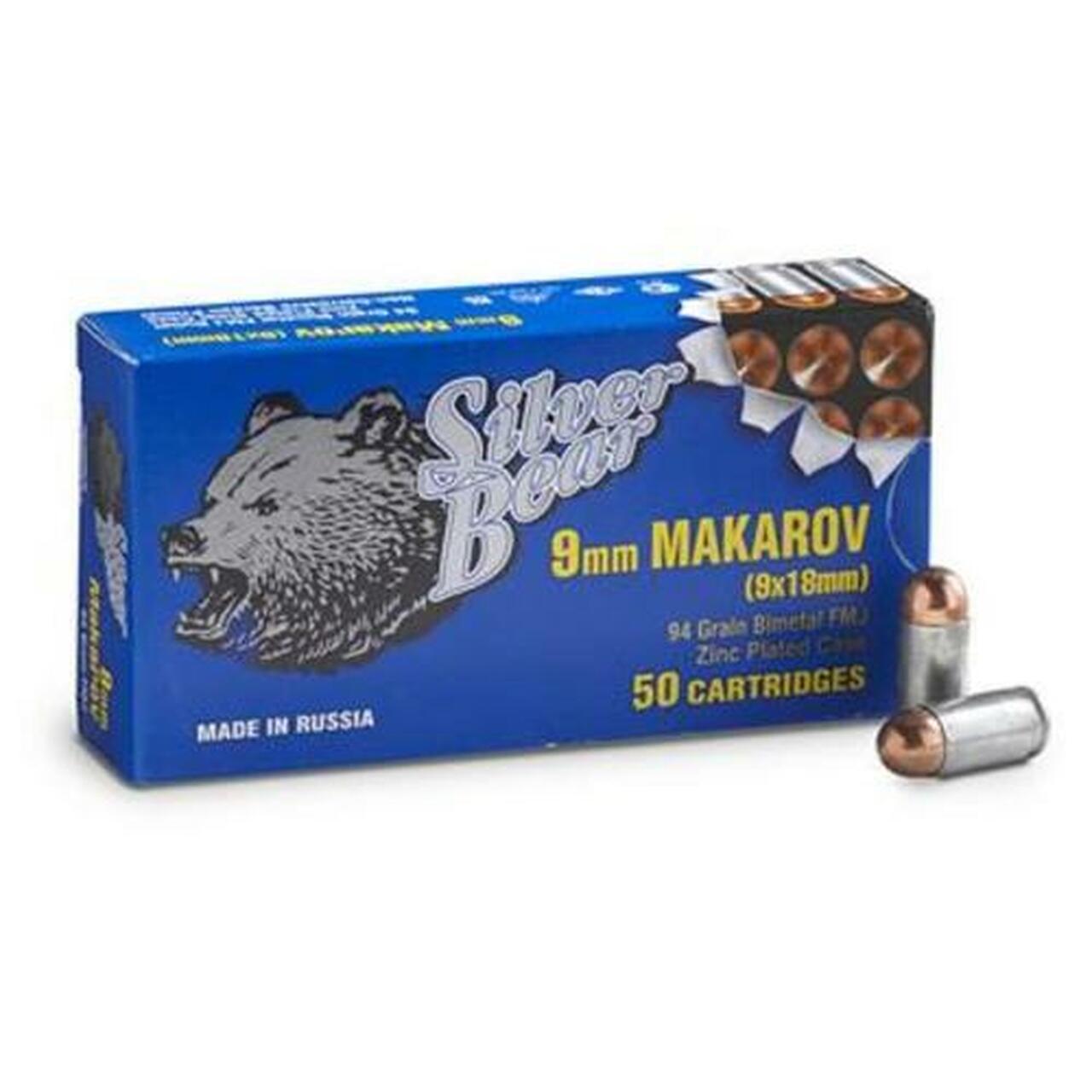 Image of Silver Bear 9x18 Makarov, 94 Gr, FMJ, 50rd Box