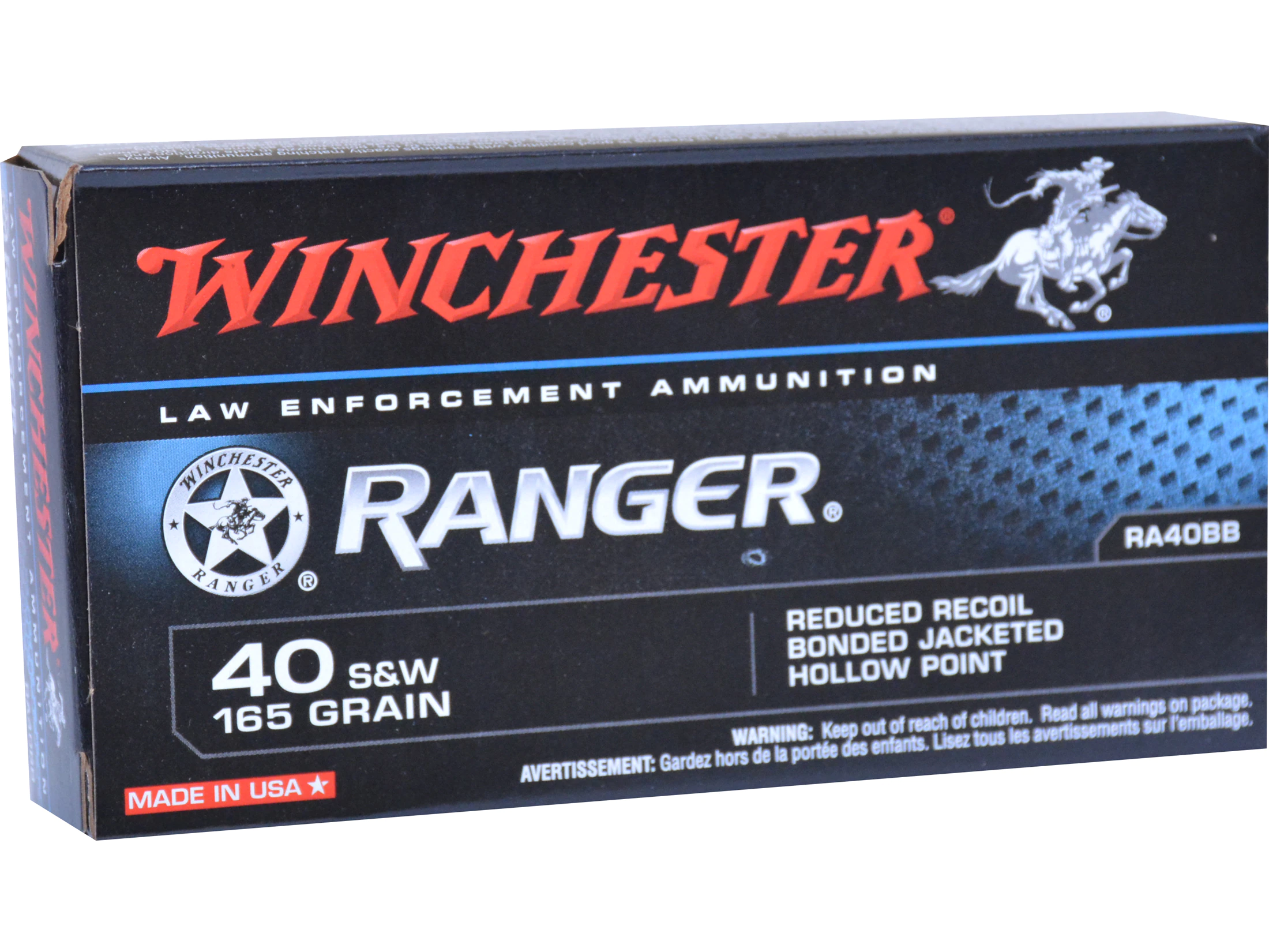Image of Winchester Ranger Ammunition 40 S&W 165 Grain Bonded Hollow Point Box of 50