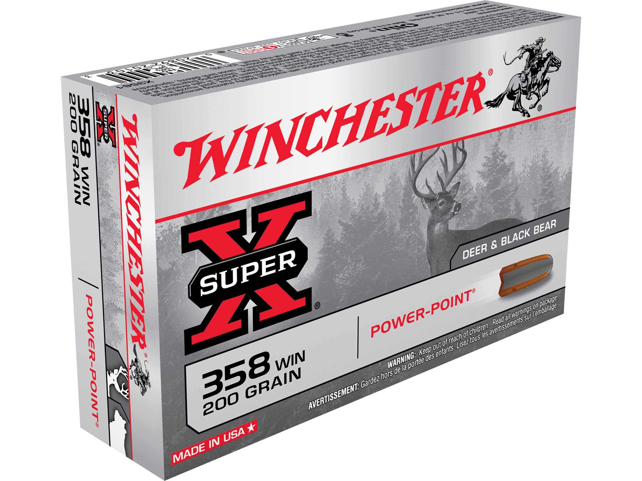 Image of Winchester Super-X Ammunition 358 Winchester 200 Grain Power-Point Box of 20