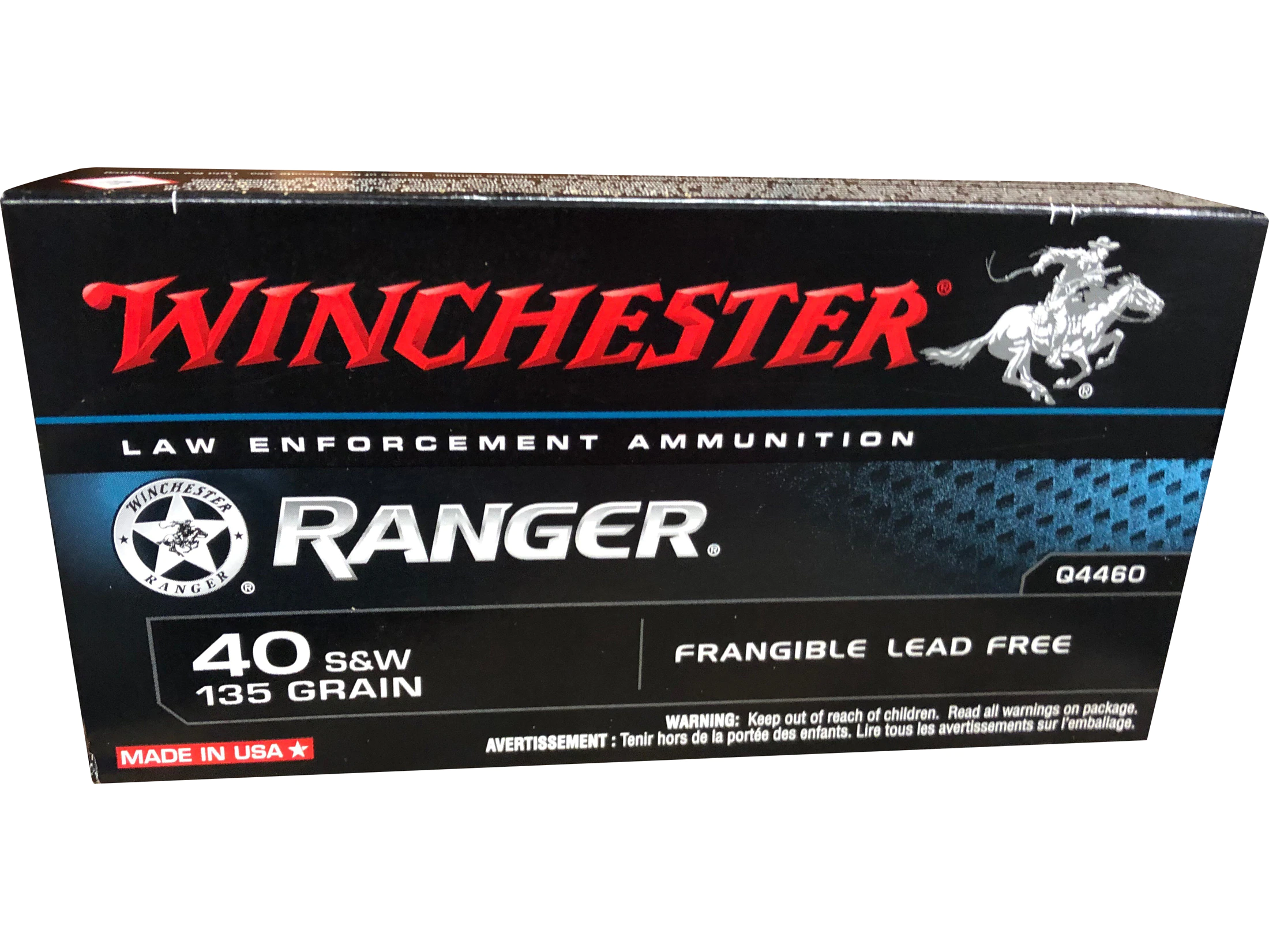 Image of Winchester Ranger Law Enforcement Ammunition 40 S&W 135 Grain Frangible Flat Nose Lead Free Box of 50
