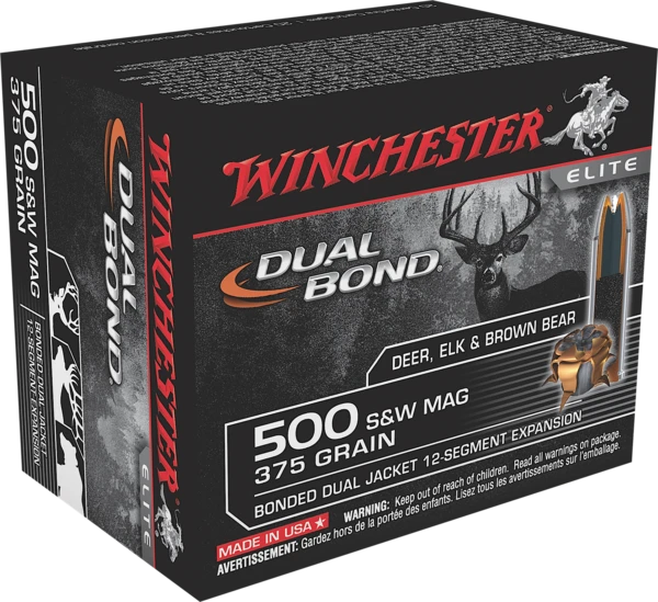 Image of Winchester Ammo S500SWDB Elite 500 Smith & Wesson 375 GR Dual Jacket Hollow Point 20 Bx/ 10 Cs