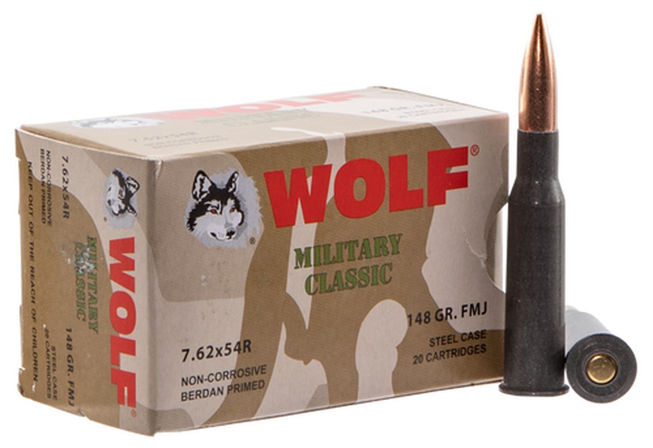 Image of WOLF Military Ammo 7.62X54R FMJ 148gr, 500rd/Case
