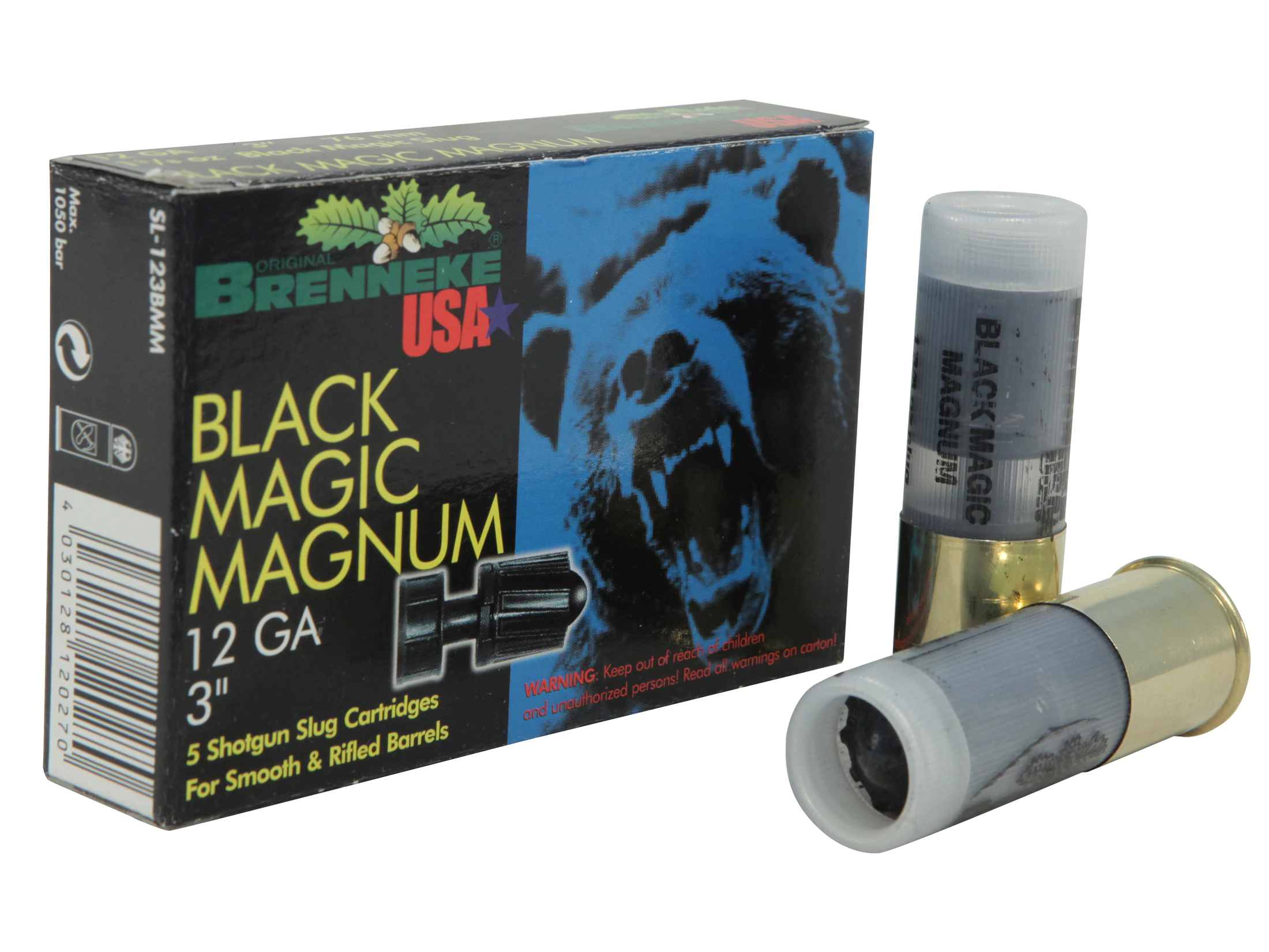 Image of Brenneke USA Black Magic Magnum Ammunition 12 Gauge 3" 1-3/8 oz Lead Rifled Slug Box of 5
