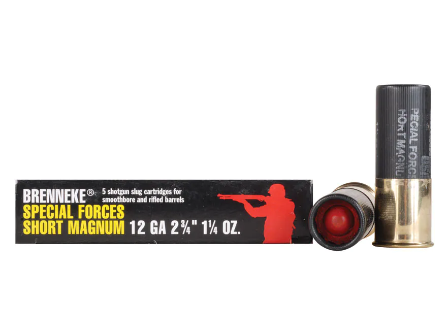 Image of Brenneke USA Special Forces Short Magnum Ammunition 12 Gauge 2-3/4" 1-1/4 oz Lead Slug Box of 5