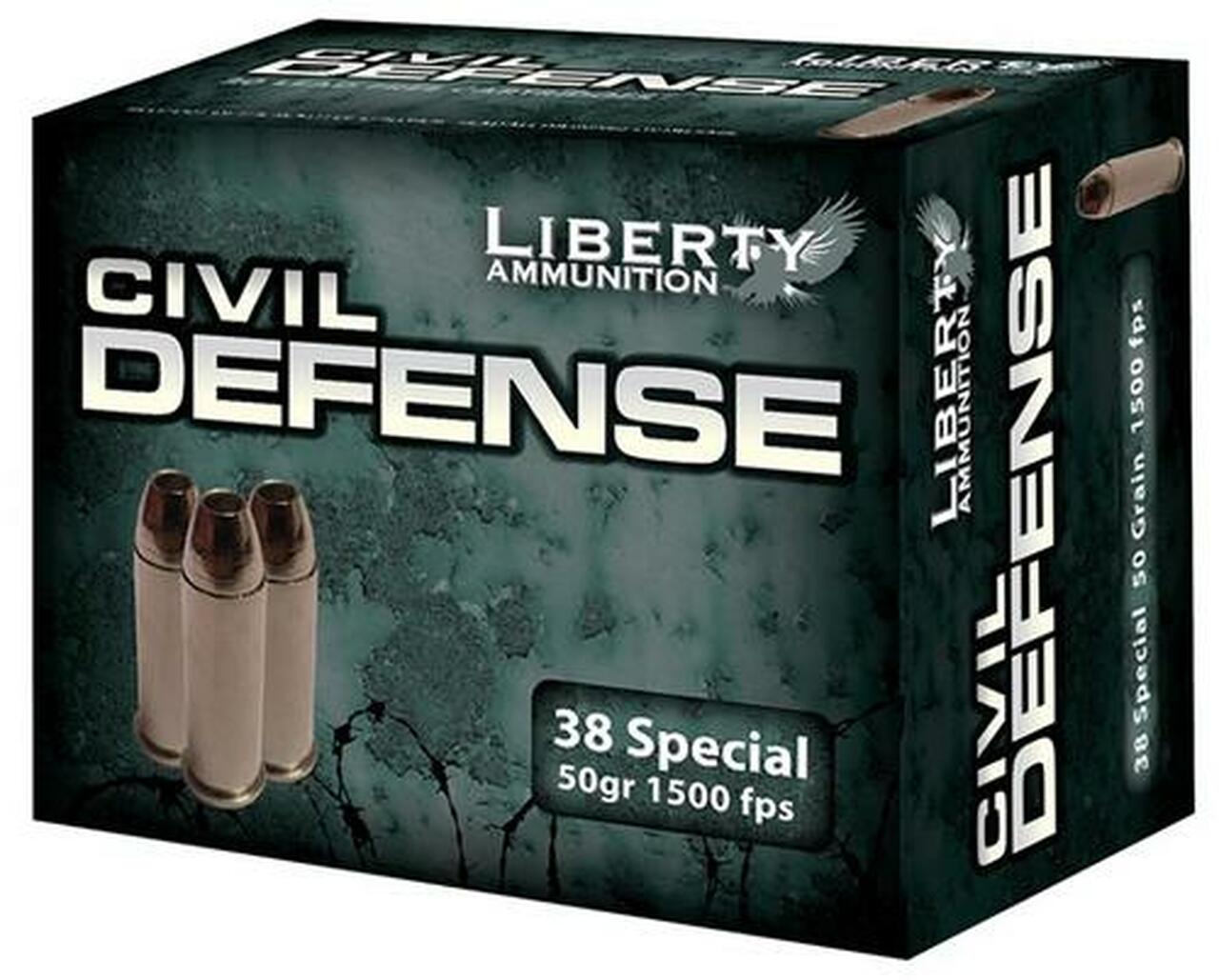 Image of Liberty Ammo Civil Defense .38 Special 50gr, Fragmenting HP, 20rd Box, 50/Case