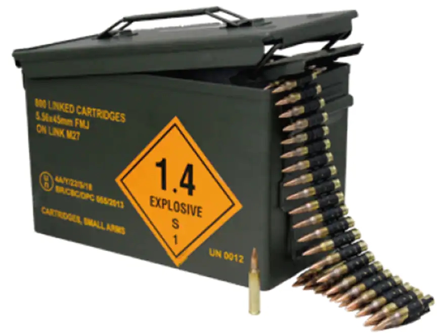 Image of Magtech Ammunition 5.56x45mm NATO M193 55 Grain Full Metal Jacket 800 Linked Rounds in Ammo Can