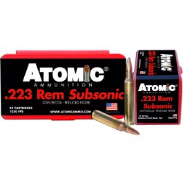 Image of Atomic Ammunition Subsonic 77 gr Hollow Point Boat Tail .223 Rem/5.56 Ammo, 50/box - 429