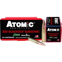 Image of Atomic Ammunition Subsonic 220 gr Hollow Point Boat Tail MatchKing .300 Blackout Ammo, 50/box - 465