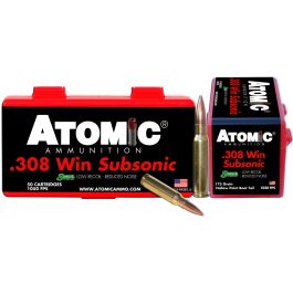 Image of Atomic Ammunition Subsonic 175 gr Sierra MatchKing Hollow Point Boat Tail .308 Win/7.62 Ammo, 50/box - 430