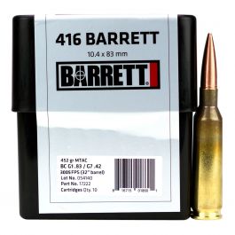 Image of Barrett Firearms 452 gr Cutting Edge MTAC .416 Barrett Ammo, 10/box - 17222