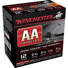 Image of Winchester Ammunition AA Black Traacker Wad Tech 2.75" 12 Gauge Ammo 7-1/2, 25/box - AASC127TB