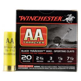 Image of Winchester Ammunition AA Black Traacker Wad Tech 2.75" 20 Gauge Ammo 7-1/2, 25/box - AASC207TB