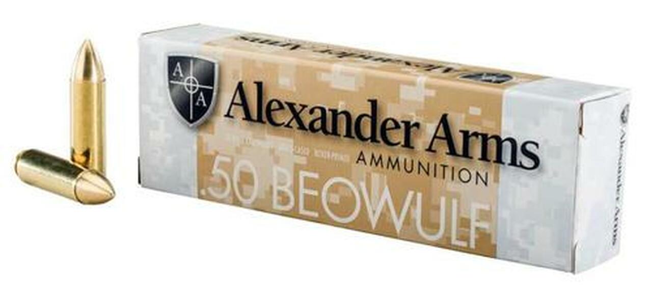 Image of Alexander Arms .50 Beowulf 350g Brass Spitzer Ammo, 20rd Box
