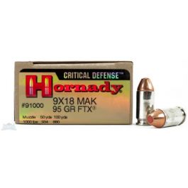 Image of Hornady 9x18 Makarov 95gr FTX Critical Defense Ammunition 25rds - 91000