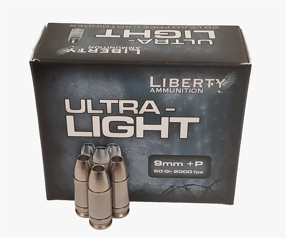 Image of Liberty Ammunition Ultra-Light 9mm Luger(+P) 50gr CHP 2000 fps 20/ct