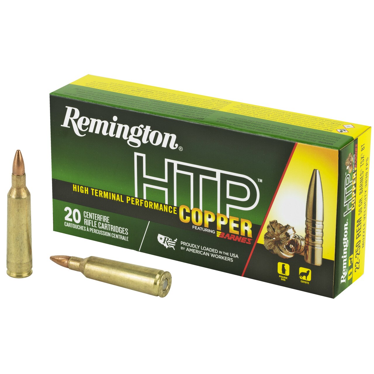 Image of Remington HTP Copper 22-250 Remington 50gr, TSX Boat Tail, 20rd Box