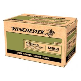 Image of Winchester M855 62 gr FMJ Green Tip 5.56x45mm Ammunition 200 Rounds - WM855200