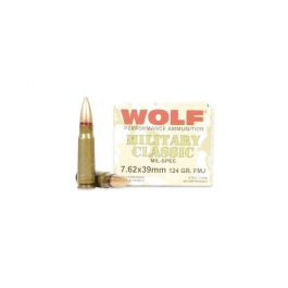 Image of Wolf 124 Grain FMJ Steel Case 7.62x39 Ammo, 20rds - MC762BFMJ